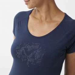 Tee-Shirt bleu pour femme IMJA WOOL PRINT TS SS W -Vêtements et Equipements femme Soldes miv9006 7317 3 imja wl p ts w saphir 1