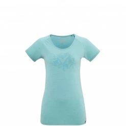 Tee-Shirt bleu pour femme IMJA WOOL PRINT TS SS W
