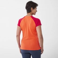 Tee-Shirt orange pour femme ASYM SUMMIT TS SS W -Vêtements et Equipements femme Soldes miv9034 9663 2 asy summit ss w coral chrome tango 1